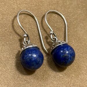 Elegant Silver and Blue Stone Earrings